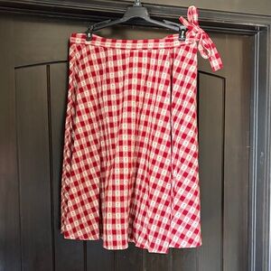 Elegant Red Checkered Wrap Skirt